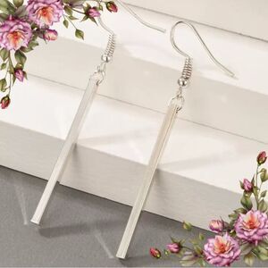 Copper Rectangle Drop Earrings